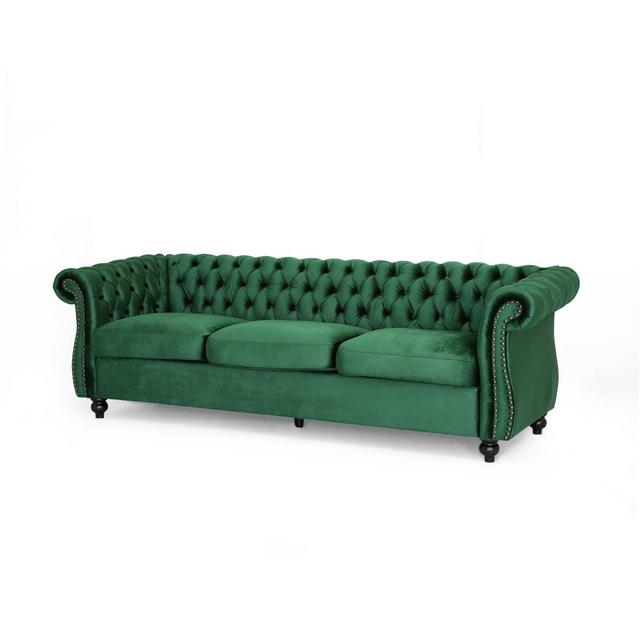 Snyder 84.5" Velvet Rolled Arm Chesterfield Sofa