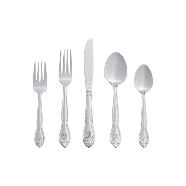 Riverridge Rose 46 Piece Monogrammed Flatware Set - K, Service for 8