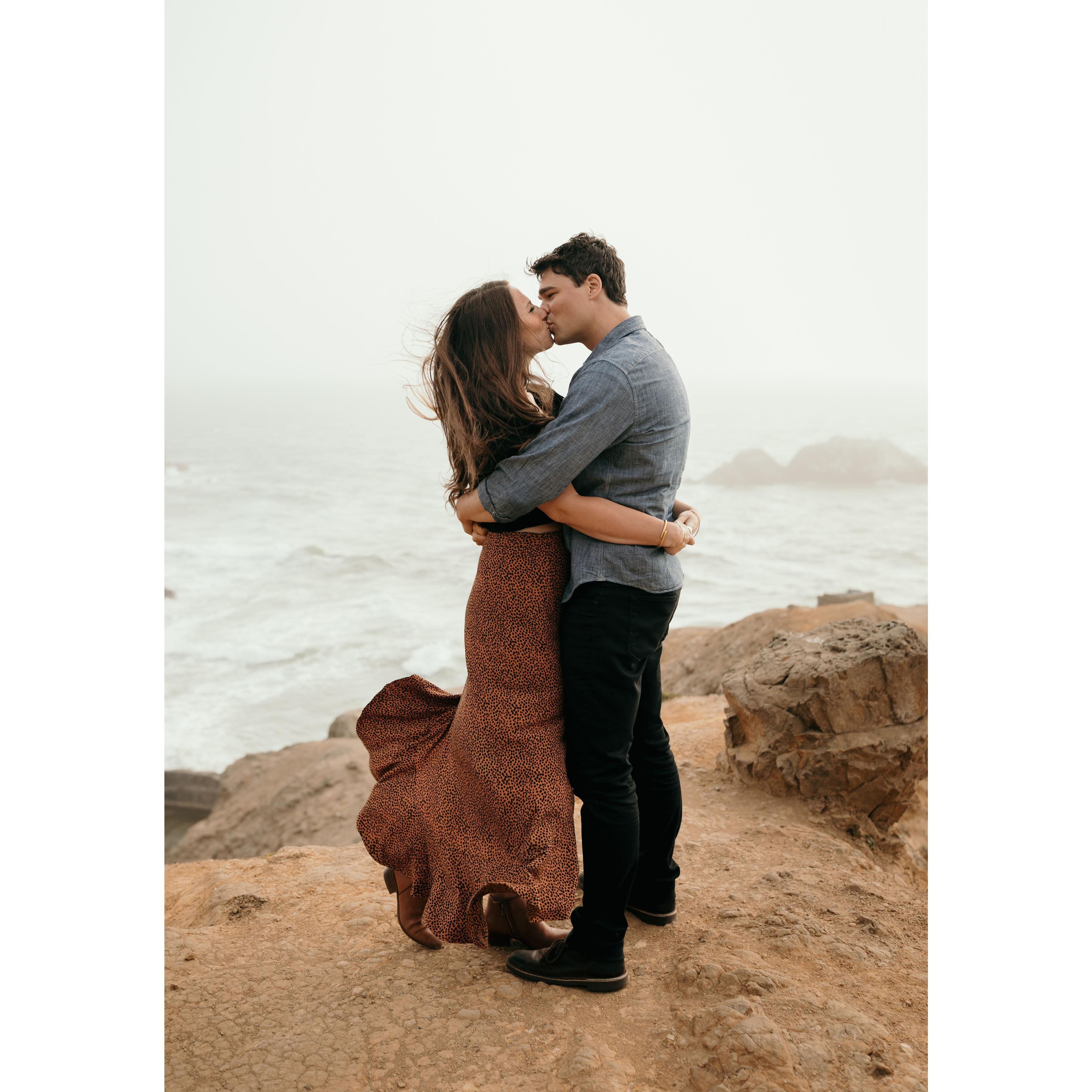 Engagement photo shoot kisses in zero degree temperatures, but we did it!
