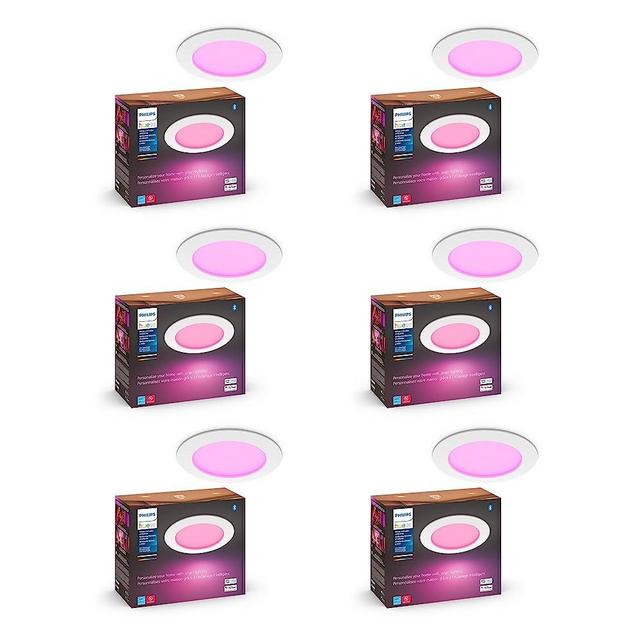 Philips Hue Slim Downlight, White & color Light (Bluetooth Compatible), Voice Control with Alexa, Apple HomeKit & Google Assistant, 6-Pack