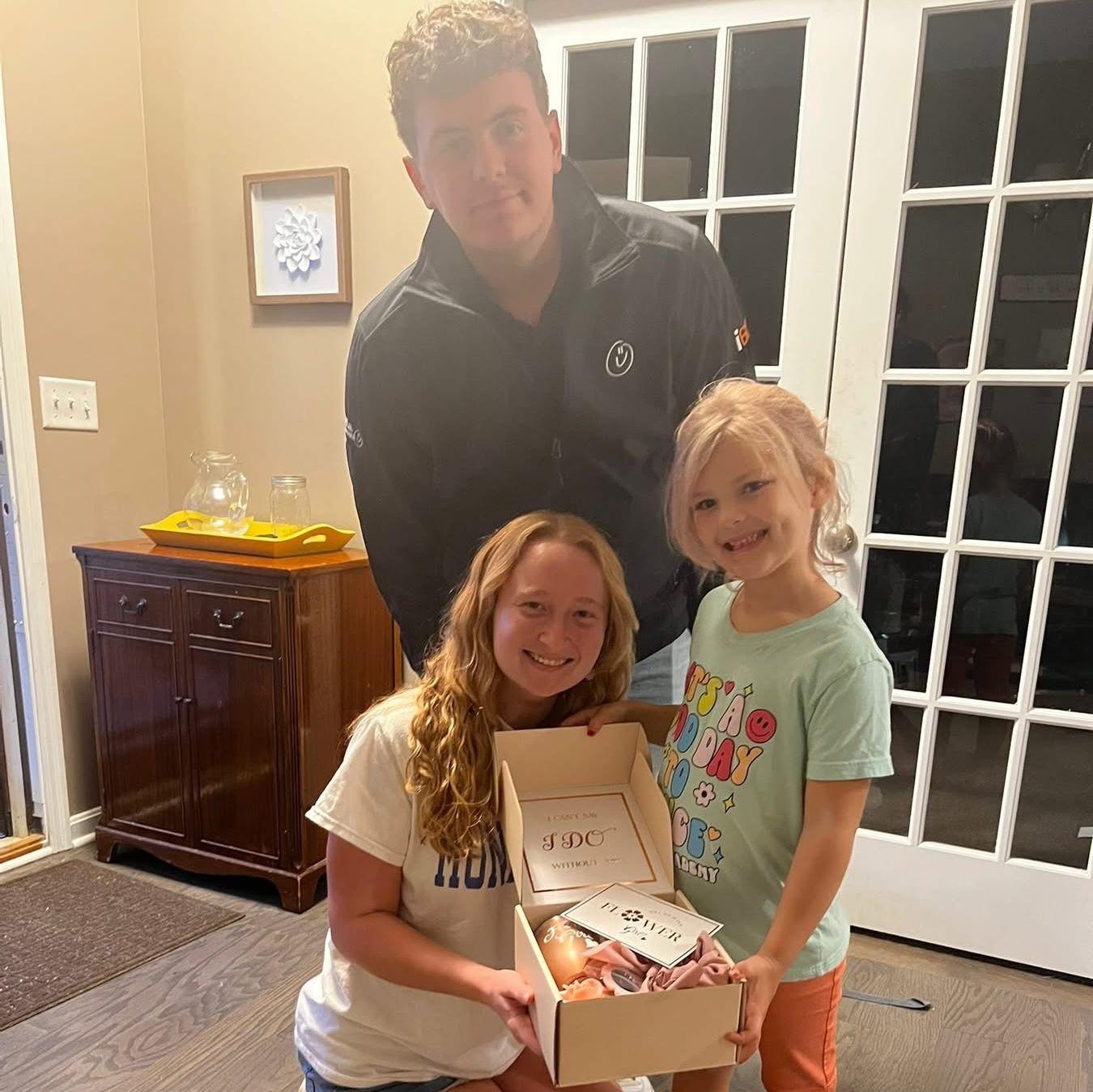 Asking Addy to be our flower girl!