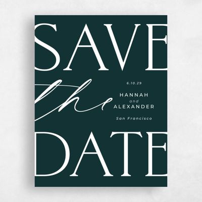 Dark Emerald, Green Wedding Save the Date - Josephine Classic