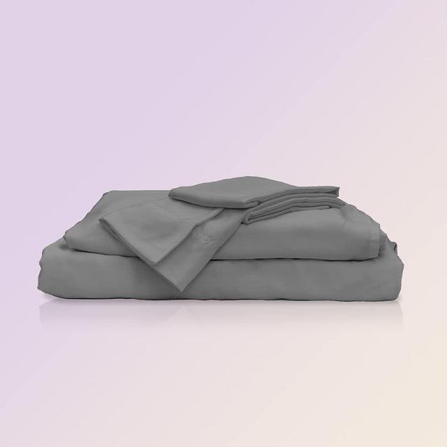 Sheets & Giggles 100% Eucalyptus Lyocell Sheet Set for Mattresses 11" or Less. Our All-Season Eucalyptus Sheets are Responsibly Made, Naturally Cooling, Super Soft, Moisture-Wicking- King, Grey