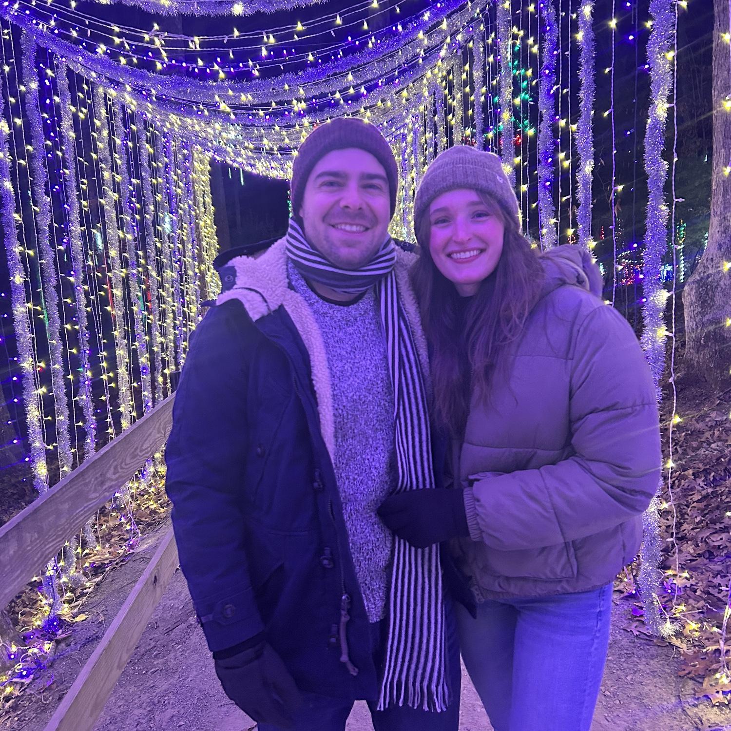 This was one of our first dates as a couple. We went to see Christmas lights in Roanoke!