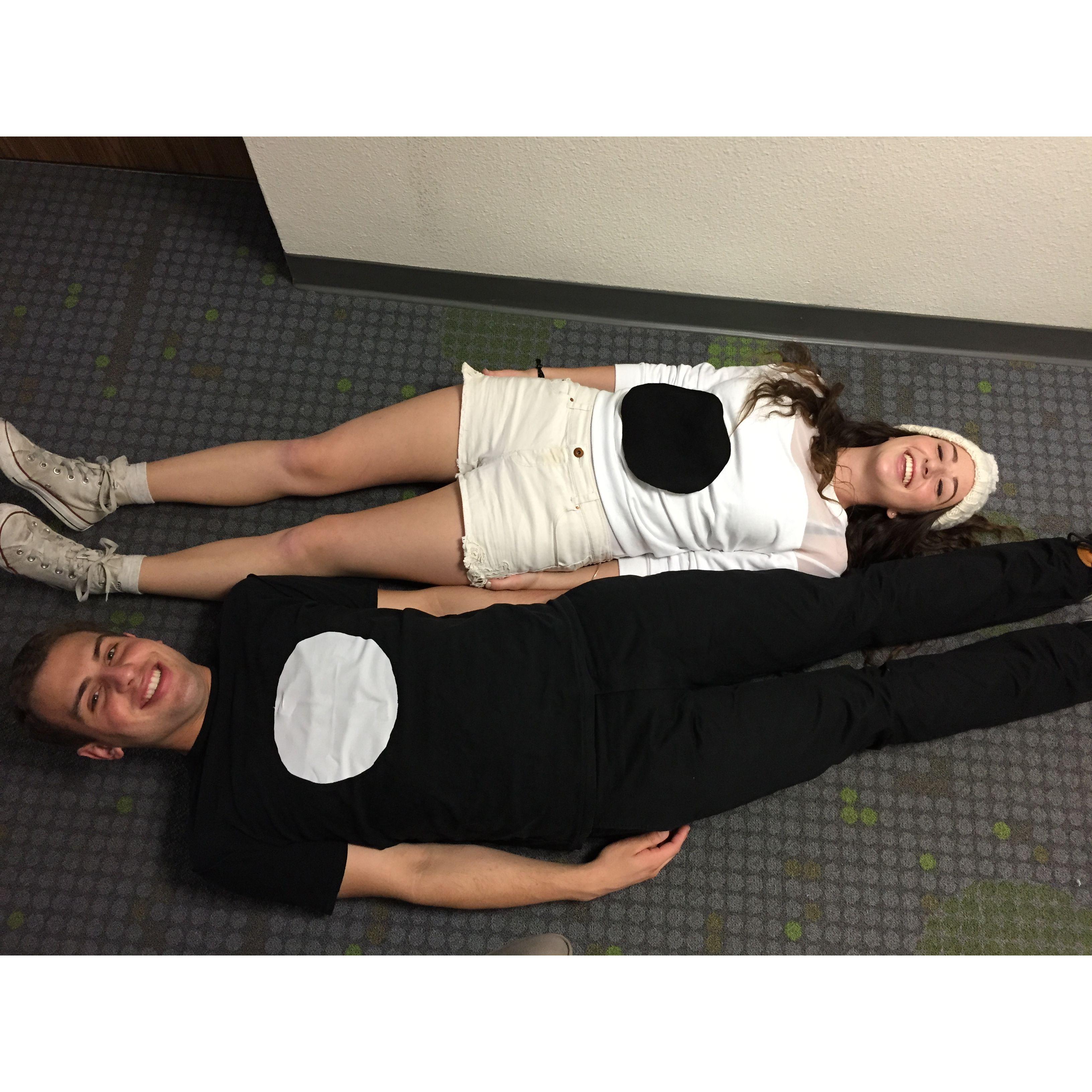 March 2015: According to the theme "dynamic duos," Grace and Stephen dressed as yin and yang for Grace's sorority invite at Six Flags!