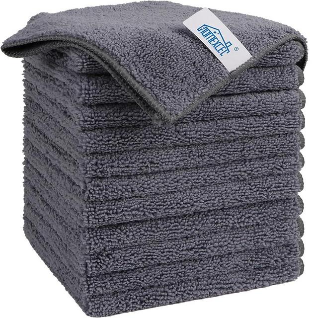 HOMEXCEL Microfiber Cleaning Cloth Grey, 12 Pack Premium Microfiber Towels for Cars, Lint Free, Scratch-Free, Highly Absorbent, Reusable Cleaning Rags for Car, Household, Kitchen, Window, 11.5"X11.5"