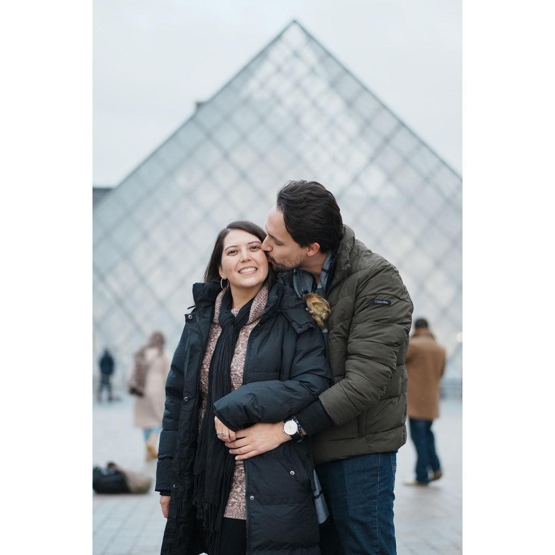 The Louvre in Paris where Uriel proposed!