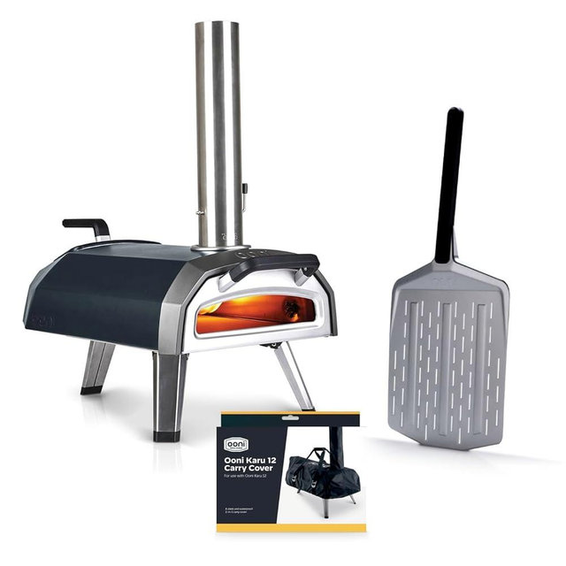 Ooni Karu 2 Essentials Pizza Oven Bundle - Includes 12" Perforated Pizza Peel, Karu 2 Gas Burner and Cover
