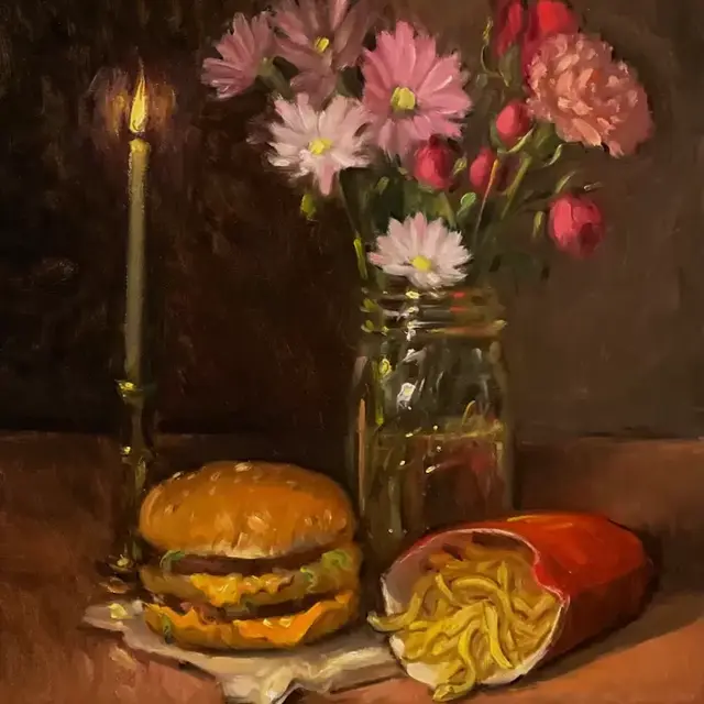 McDonald’s & Trader Joe’s Bouquet - NOAH VERRIER Original still life oil painting