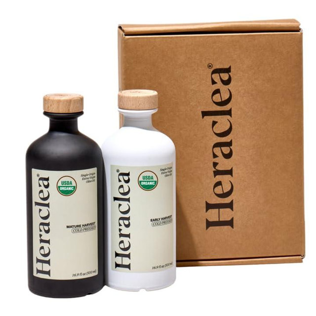 Heraclea Organic Extra Virgin Olive Oil Cold Pressed, Organic Olive Oil, Cold Pressed EVOO, Polyphenol Rich EVOO, 16.9 oz (The Pairing 2 Pack)