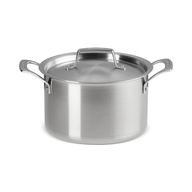 Le Creuset Essential Stainless Steel Deep Round Stockpot with Lid, 4 Qt.