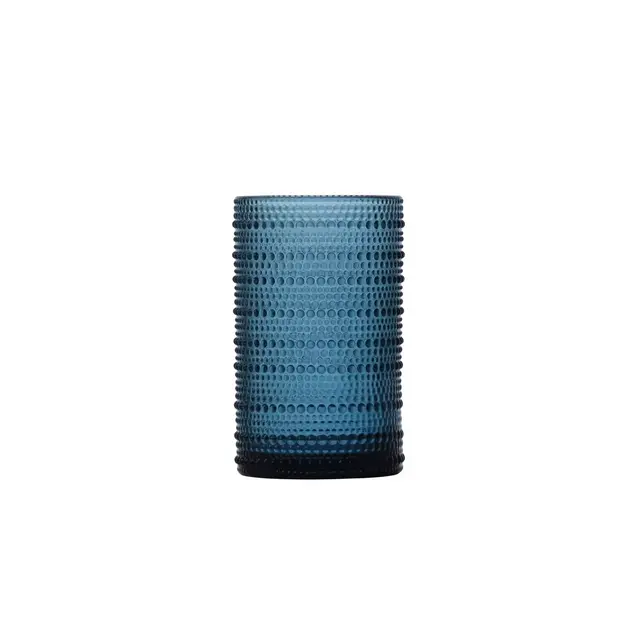 13oz Vintage Beaded Glass Cornflower Tall Tumbler Blue