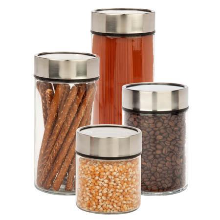 4-Piece Glass Jar Storage Set with Date Dial