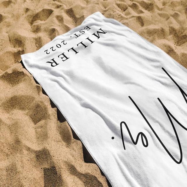 Mr. and Mrs. Custom Beach Towel