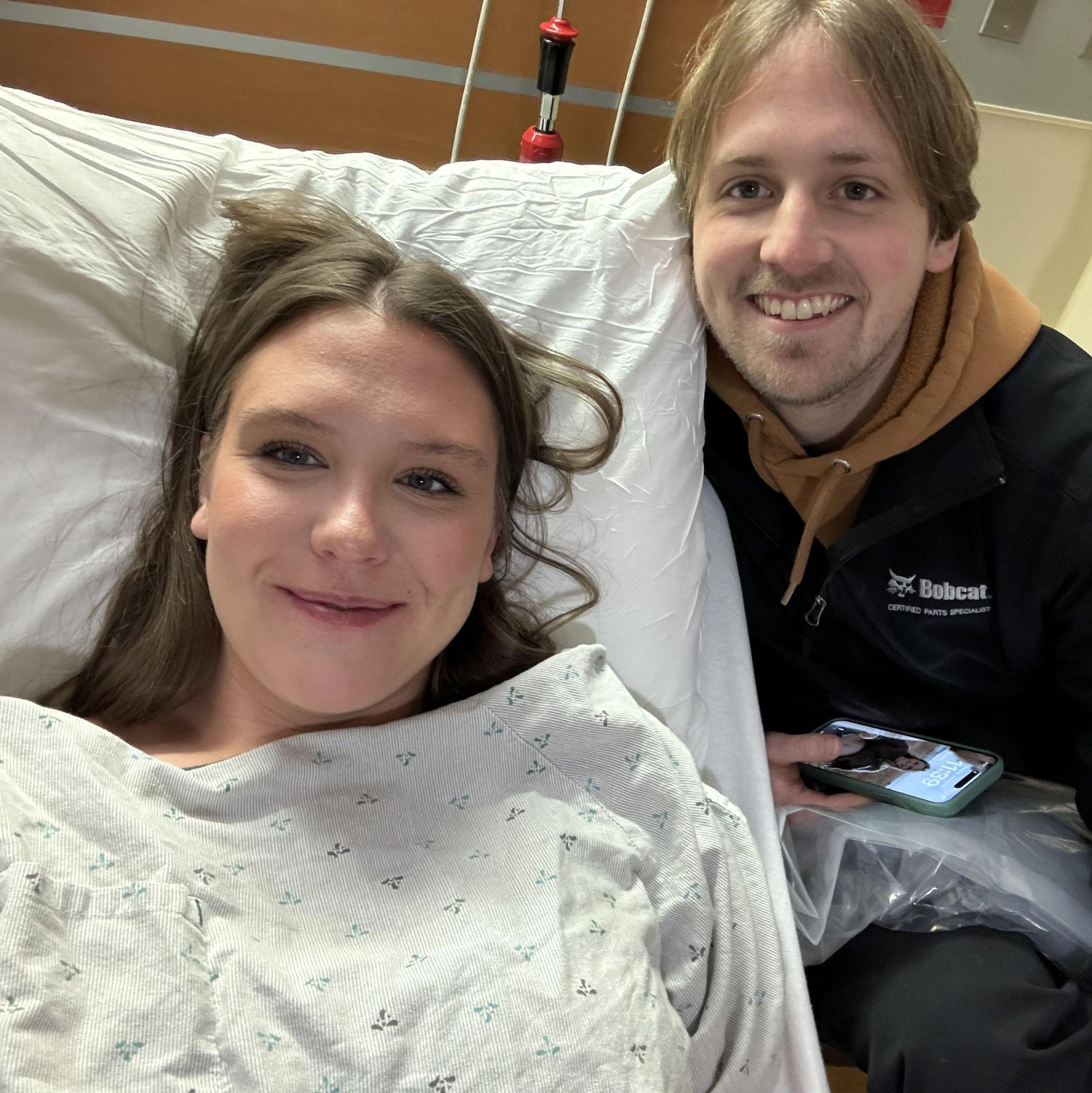 Us in OB triage before our lives changed forever, in the best way possible!