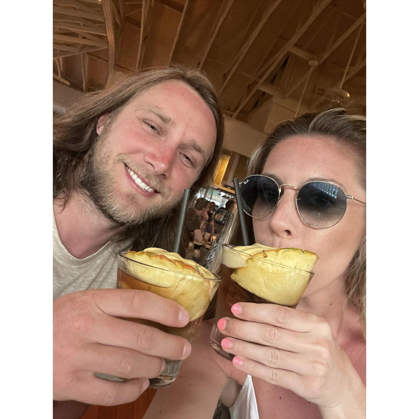 Steph's favorite hobby: drinking Mai Tais in Hawaii (it's his favorite hobby now too)