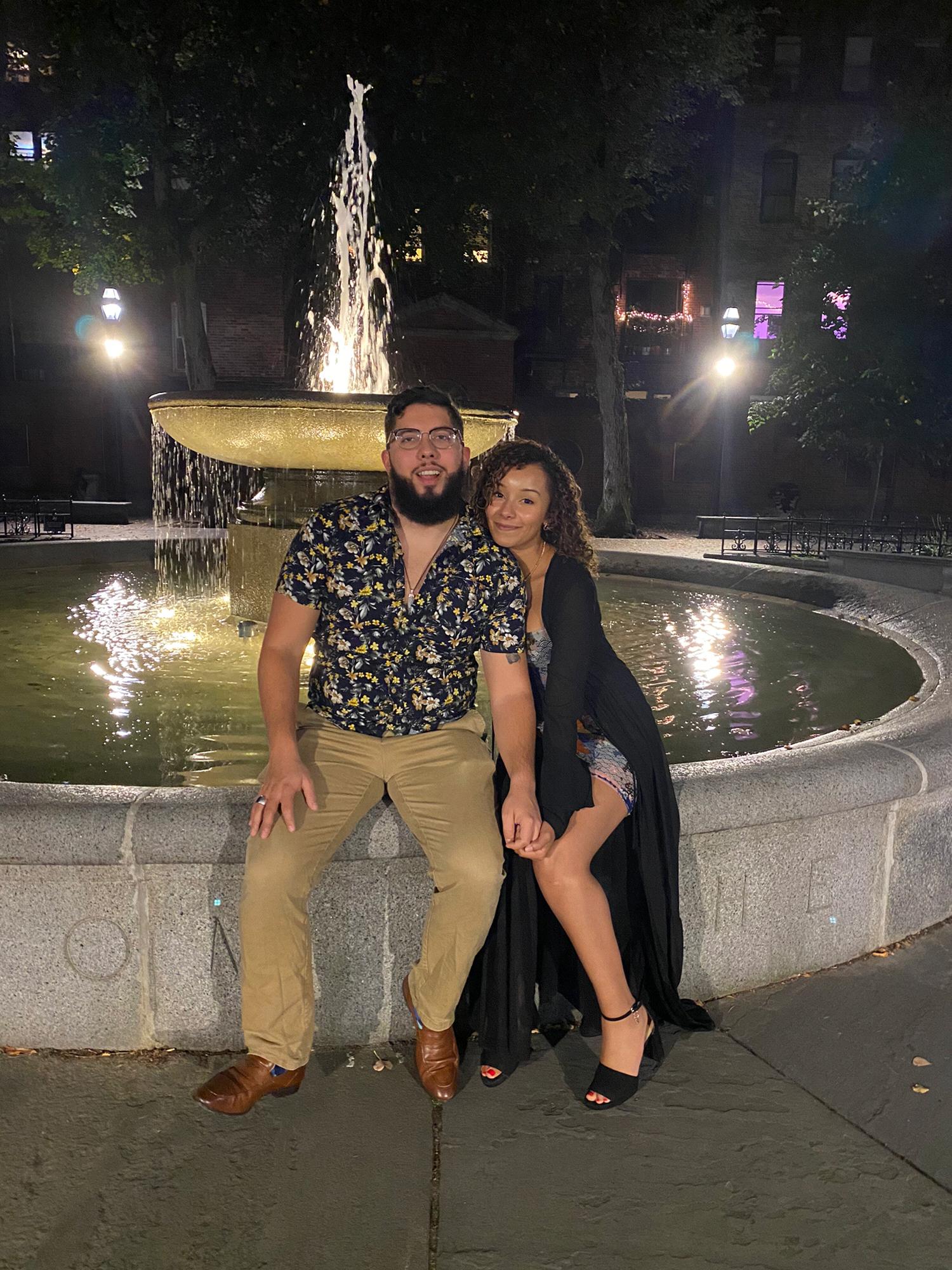 Walking around Boston after having our favorite dessert Bread Pudding