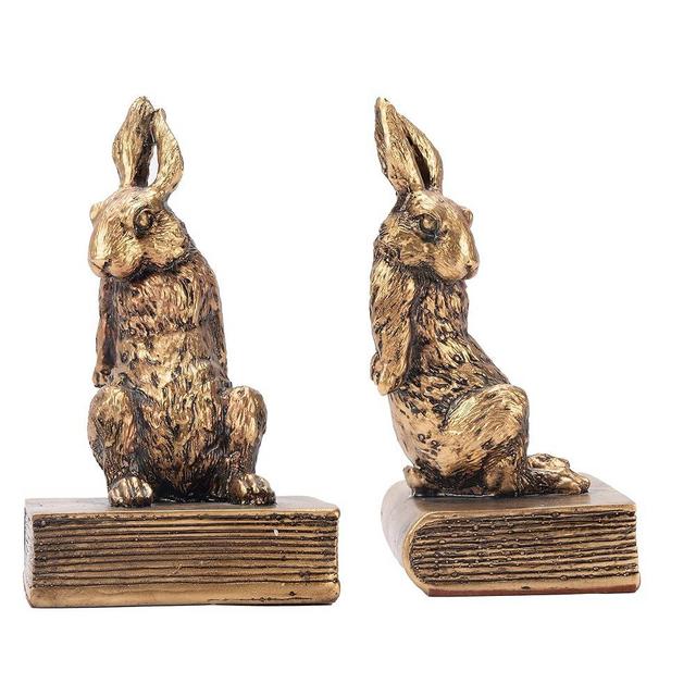 Mervkis Bookends for Shelves to Hold Books Hevay Duty,Decorative Book Ends for Bookshelf Décor,Cute Animal Rabbit Book Stopper Easter Bunny Statues for Home, Office Desk, Living Room Decoration,1 Pair