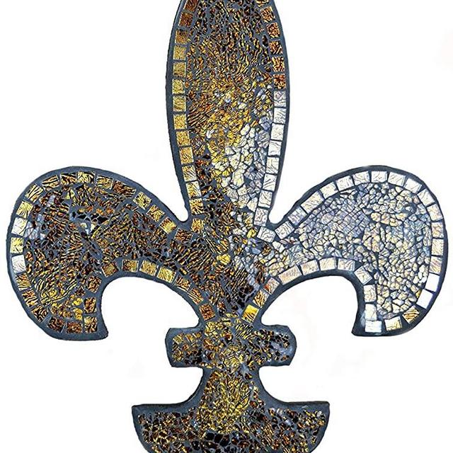 Lulu Decor, Fleur De Lis Wall Decor, Mosaic Decorative Plaque, Perfect for Housewarming Gift (Amber Mosaic S16)