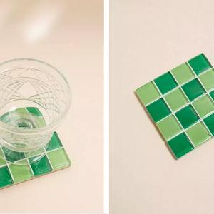 Subtle Art Studios Checkered Glass Tile Coaster