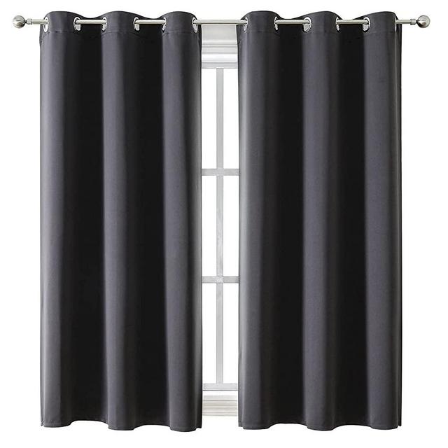 ChrisDowa Grommet Blackout Curtains for Bedroom and Living Room - 2 Panels Set Thermal Insulated Room Darkening Curtains (Dark Grey, 42 x 63 Inch)