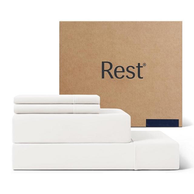 REST® Evercool®+ Cooling Sheet Set, King Size, Arctic White, Breathable Bed Sheets for Hot Sleeper and Night Sweats, with Pillowcases, with Ionic+ Self-Cleaning Silver Yarn for Sensitive Skin, 4PCS