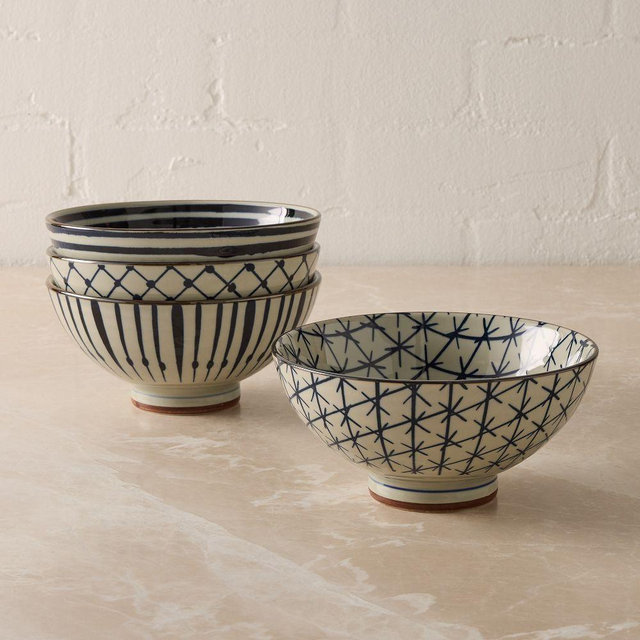 Baso Ceramic Cereal Bowl, Mixed, Set of 4