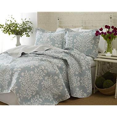 Laura Ashley Rowland Blue Quilt Set, King