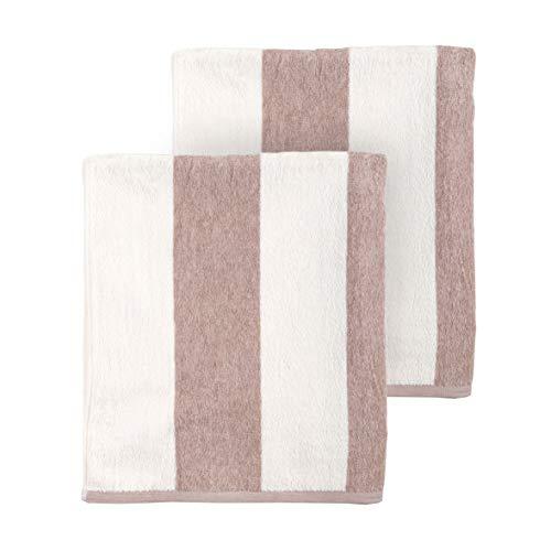 Arkwright Clear Water Cabana Striped Oversized Beach Towel Pack of 2(30 x 70 inch, Natural)