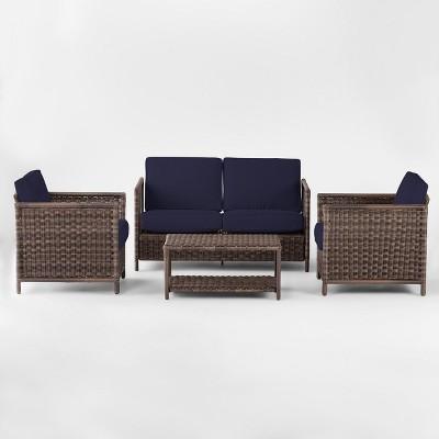 Monroe 4pc Patio Conversation Set - Navy - Threshold&#8482;