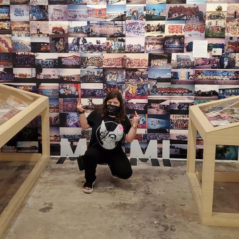 Christina experiencing the graffiti museum in Miami.