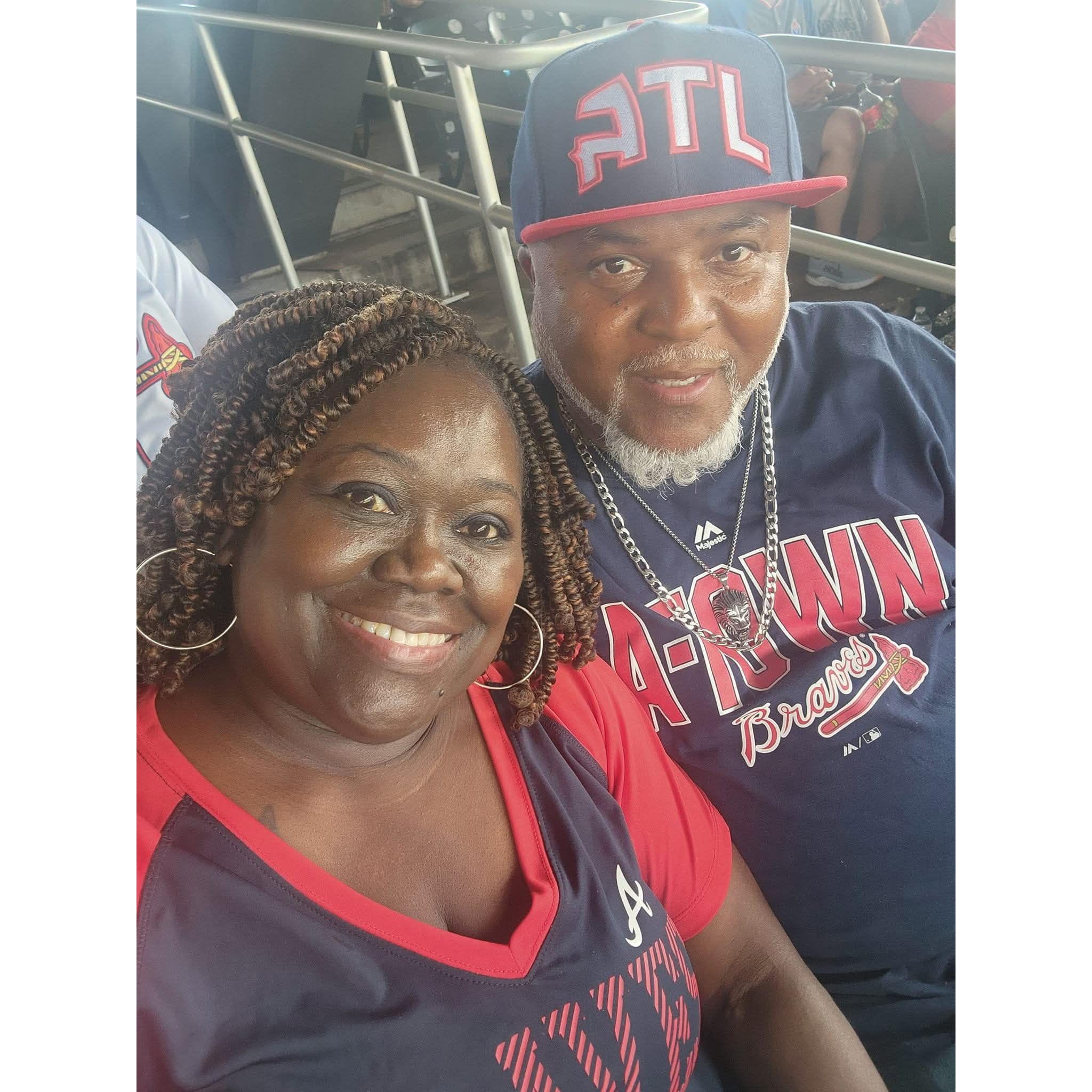 Cheering on the Atlanta Braves and making memories; Alan and Mamie enjoying love, laughter, and a perfect day at the ballpark!