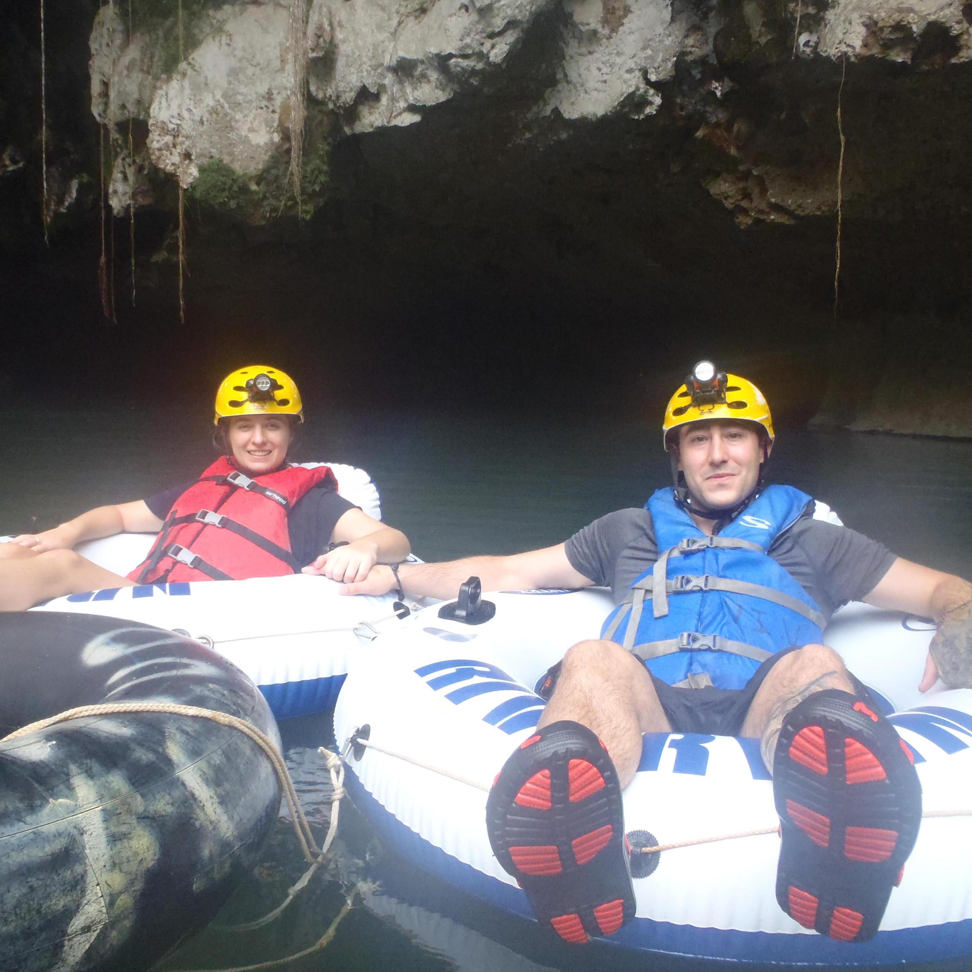 Right before we went into the cave! there was no one else on the tour besides our guide.  It was a relaxing ride which helped because right before we go here our guide picked up a tarantula.