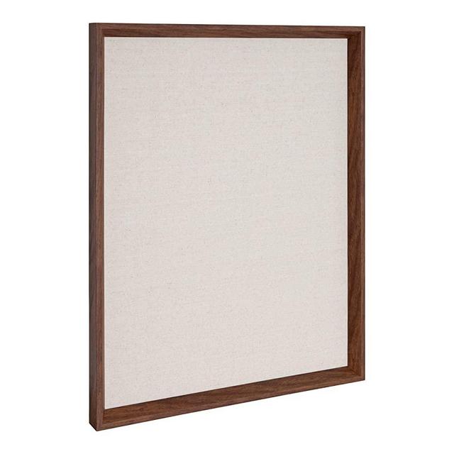Kate and Laurel Calter Framed Linen Fabric Pinboard, 21.5" x 27.5", Walnut Brown, Chic Transitional Wall Organizer