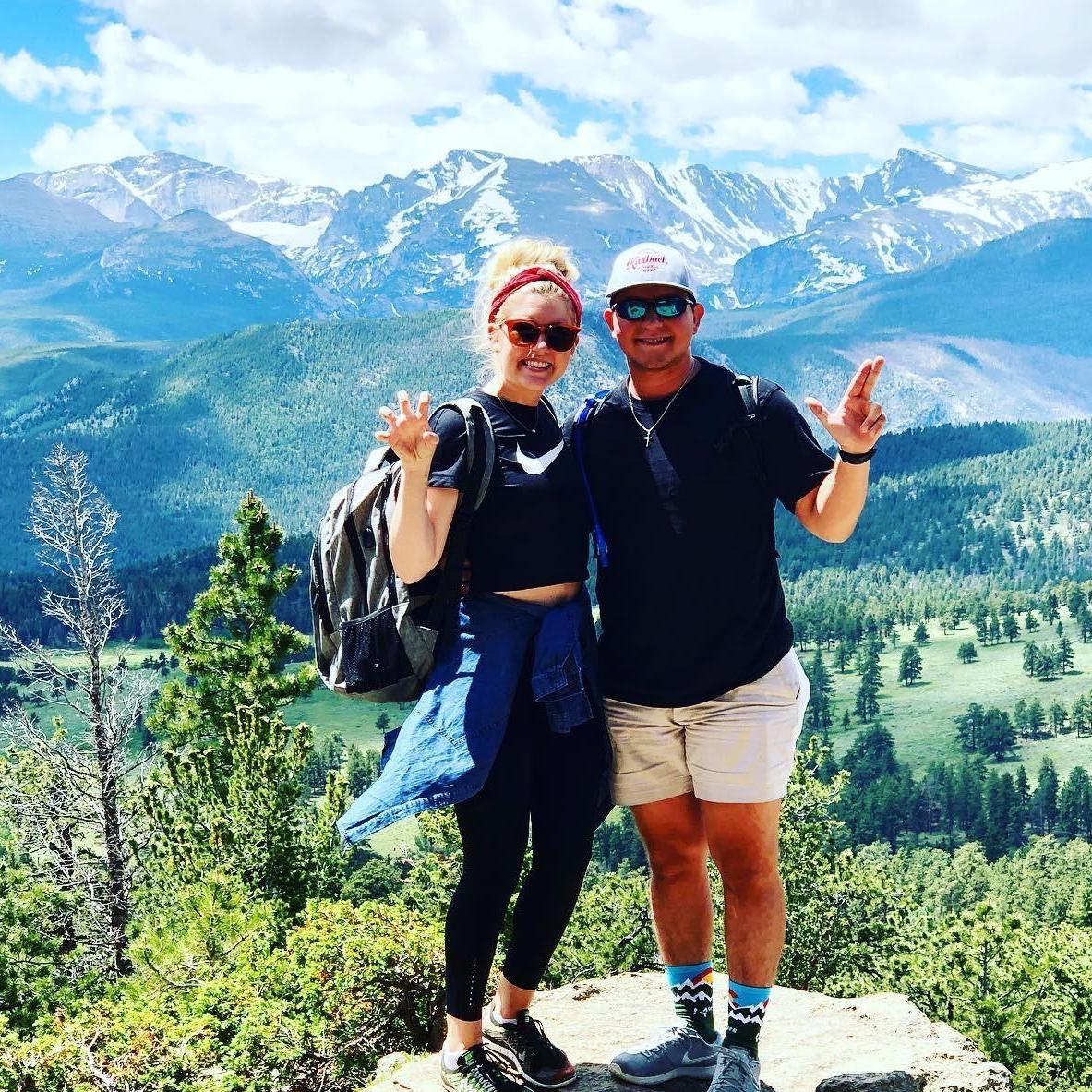 Rocky Mountains, CO--our 1st road trip & hike together. Repping our alma mater.