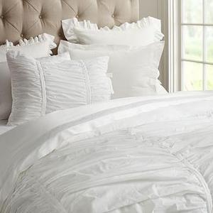 Hadley Ruched Duvet Cover, King/Cal. King, White