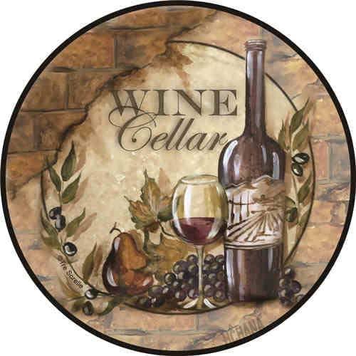 CaiBaiHui Modern Tin Sign Circular Wine Cellar ! Vintage Metal Tin Sign Wall Decor for Bar/Club/Cafe/Home Kitchen/Restaurant/Garage/Man Cave/Lounge Wall Art Décor 12 inches