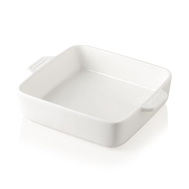 Sweejar Ceramic Baking Dish, 8 x 8 Cake Baking Pan for Brownie, Porcelain Square Bakeware with Double Handle for Casserole, Lasagna, Family Dinner (White)