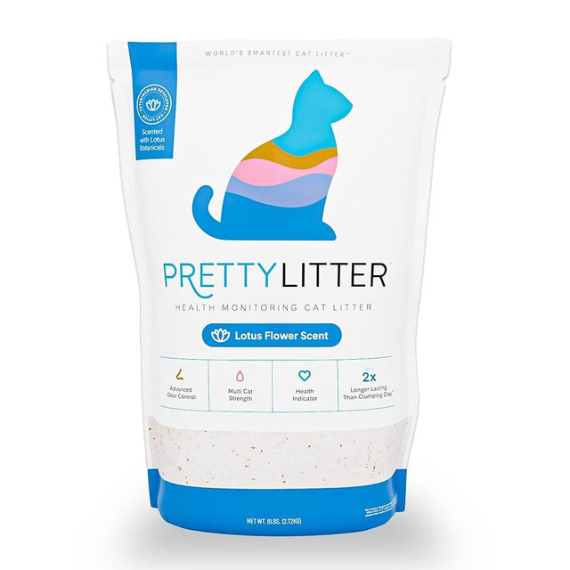 PrettyLitter Health Monitoring Cat Litter (Lotus Flower, Non Clumping) | Lightweight & Low Tracking, Color Changing Silica Gel Crystals, Advanced Odor Control — 6 Lbs, Pack of 1 (One Month Supply)