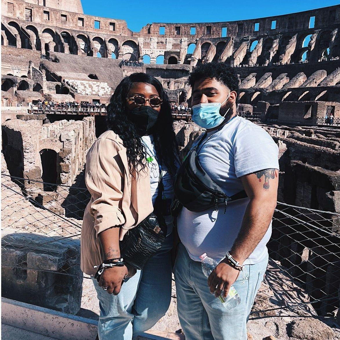 In Rome Italy visiting our first 7 wonders of the world (Colosseum)