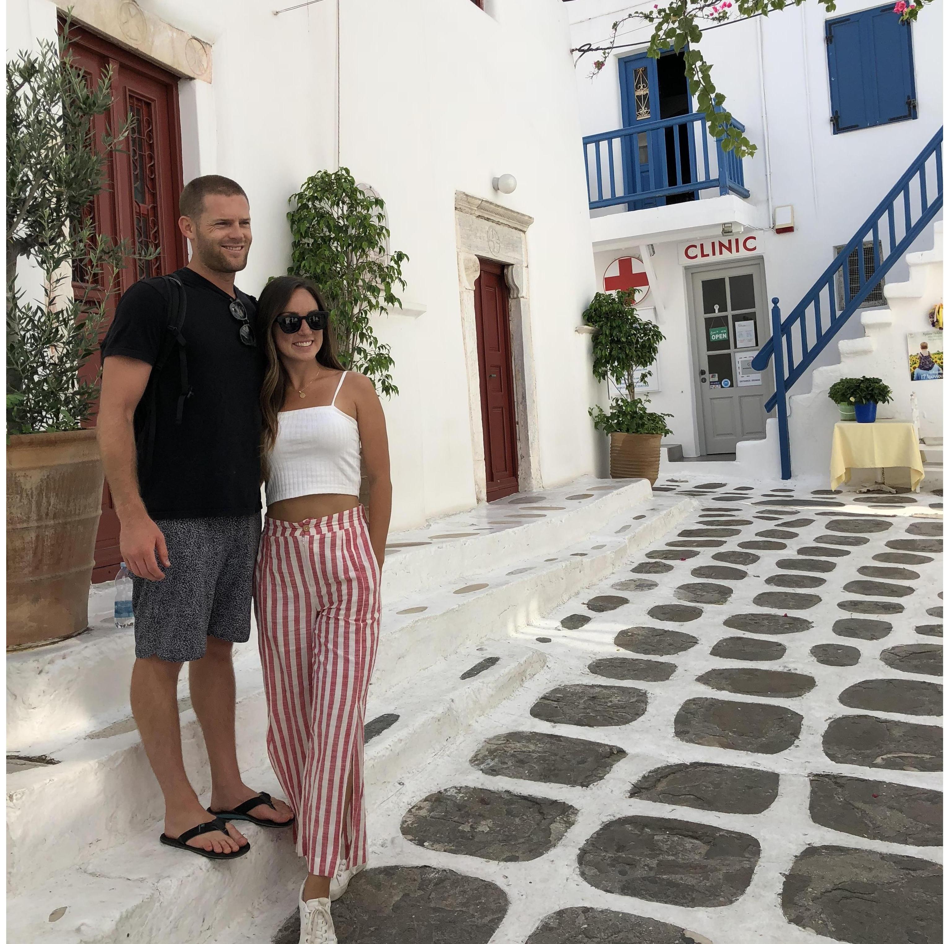 Ate our weight in Gyros in Mykonos, Greece.
