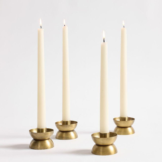 Essential Taper Candle Holder, Brass, Set of 4