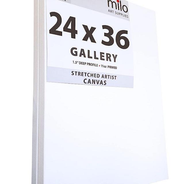 milo Stretched Artist Canvas | 24 x 36 inches | 2 Pack | 1.5” inch Thick Gallery Profile | 15 oz Primed Large Canvases for Painting, Ready to Paint Art Supplies for Acrylic, Oil …