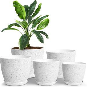 Utopia Home - Spotty Plant Pots Indoor with Drainage - 7/6.6/6/5.3/4.8 Inches (Speckled Grey, Pack of 5)