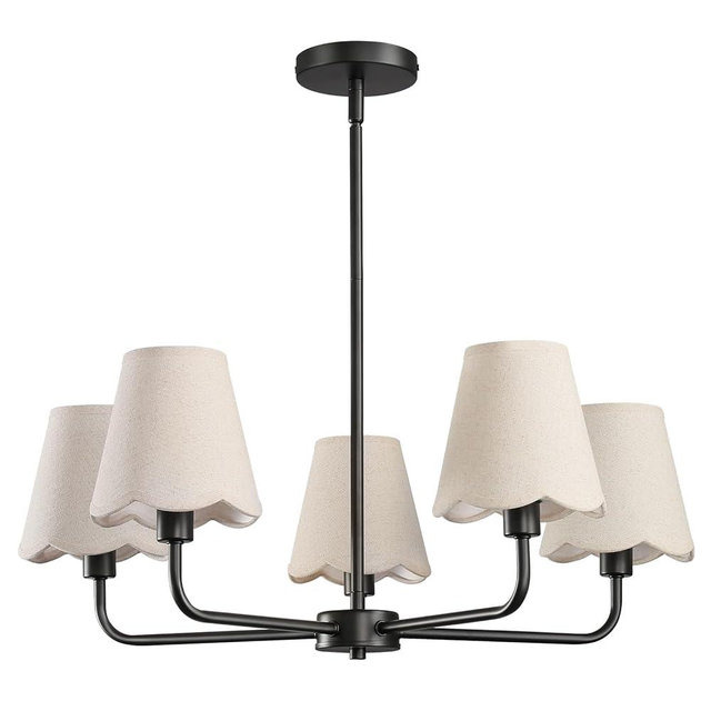 KAISITE Black Chandelier for Dining Room - 5-Light Farmhouse Dining Room Light Fixture Over Table Industrial Kitchen Lighting Fixture Ceiling Hanging Chandelier for Bedroom Living Room Foyer Entryway