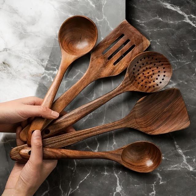 Handcrafted Wooden Utensil Set, Eco-Friendly Kitchen Tools, Rustic Cooking Utensil