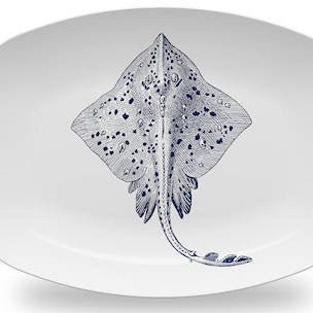 Stingray Serving Platter,blue and white...