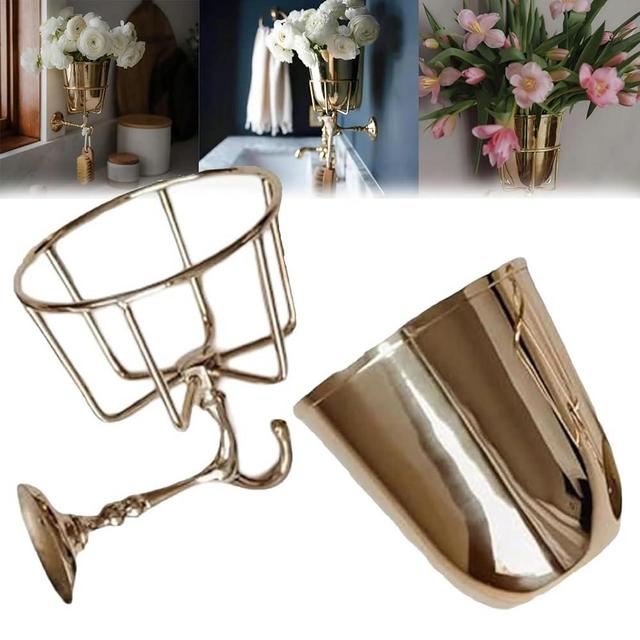 Handcrafted Opal Wall Vessel, Vintage Brass Wall Container Vase, Wall Mounted Brass Container Vase,Versatile Hanging Organizer,Wall Vessel Vases for Flowers, For Kitchen Bathroom Organize Decoration(G