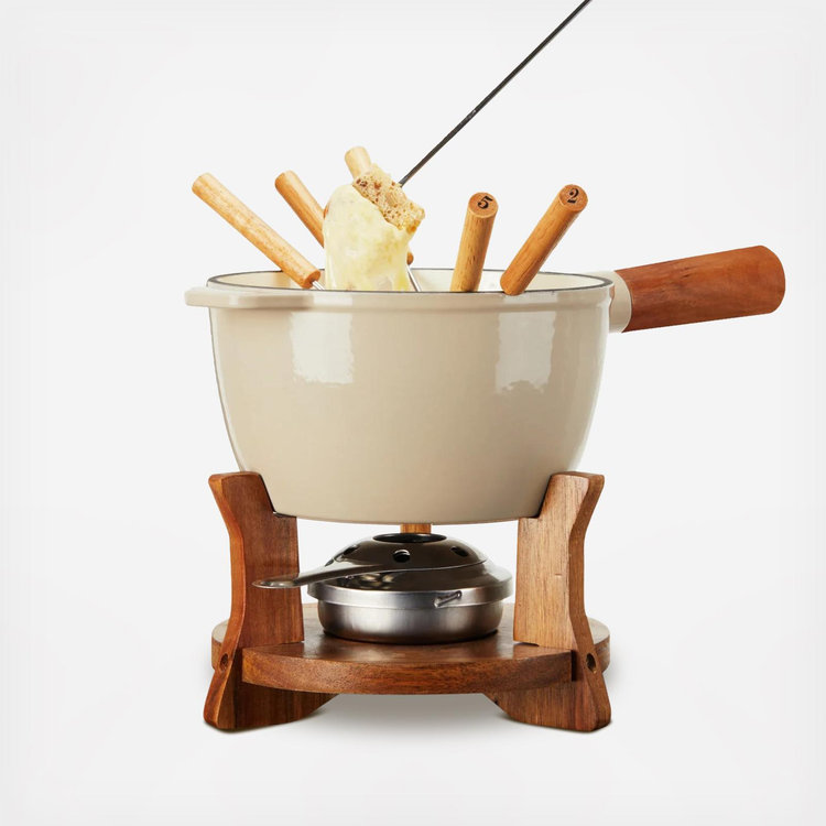 Twine, Cast Iron 9-Piece Fondue Set | Zola
