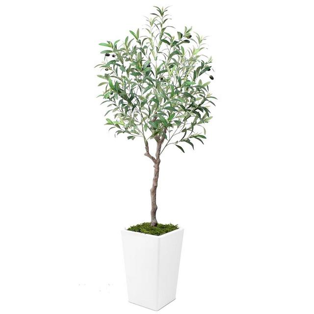 LOVMOR 5FT Artificial Olive Tree Tall Faux Silk Olive Planet with Lifelike Olive Leaves Fake Olive Tree for Home Office Indoor Decor
